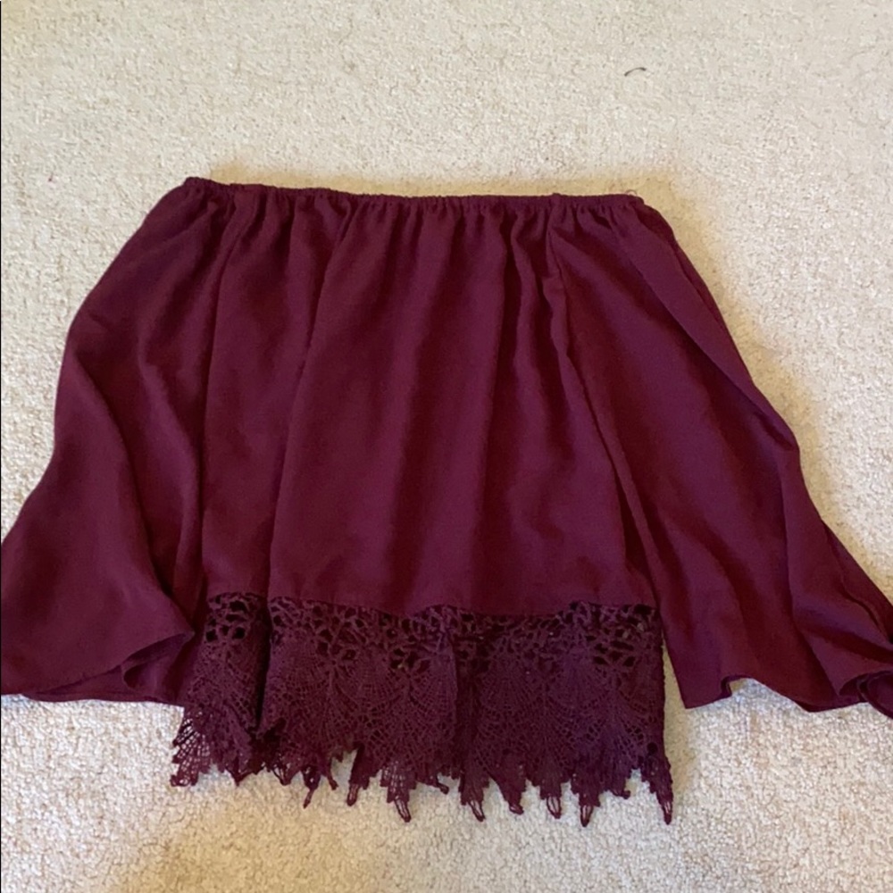 Maroon off the should top